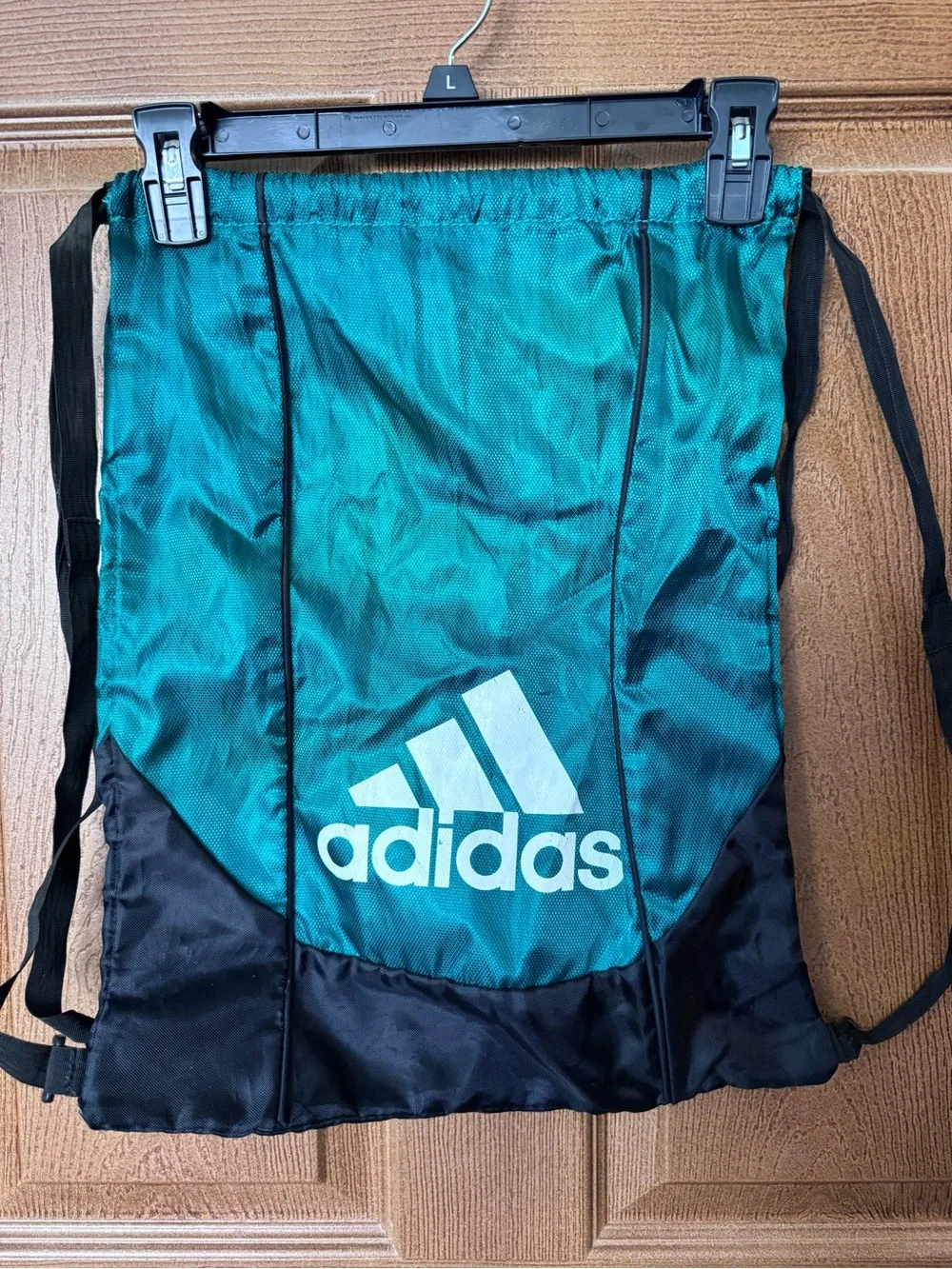adidas Green and Black Drawstring Backpack with White Logo